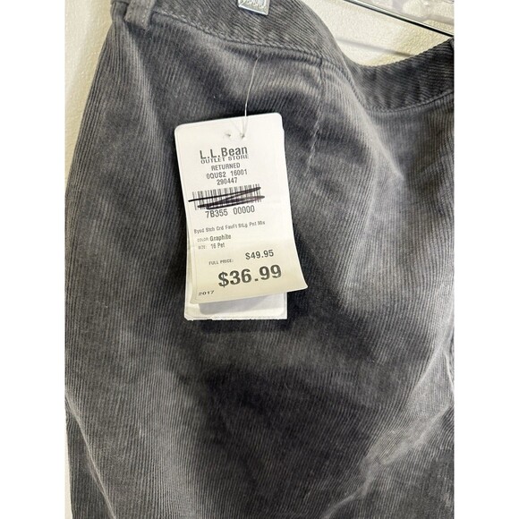 LL Bean Womens Pants 16P Corduroy Gray Favorite Fit Pockets Casual Office Career - Picture 10 of 12